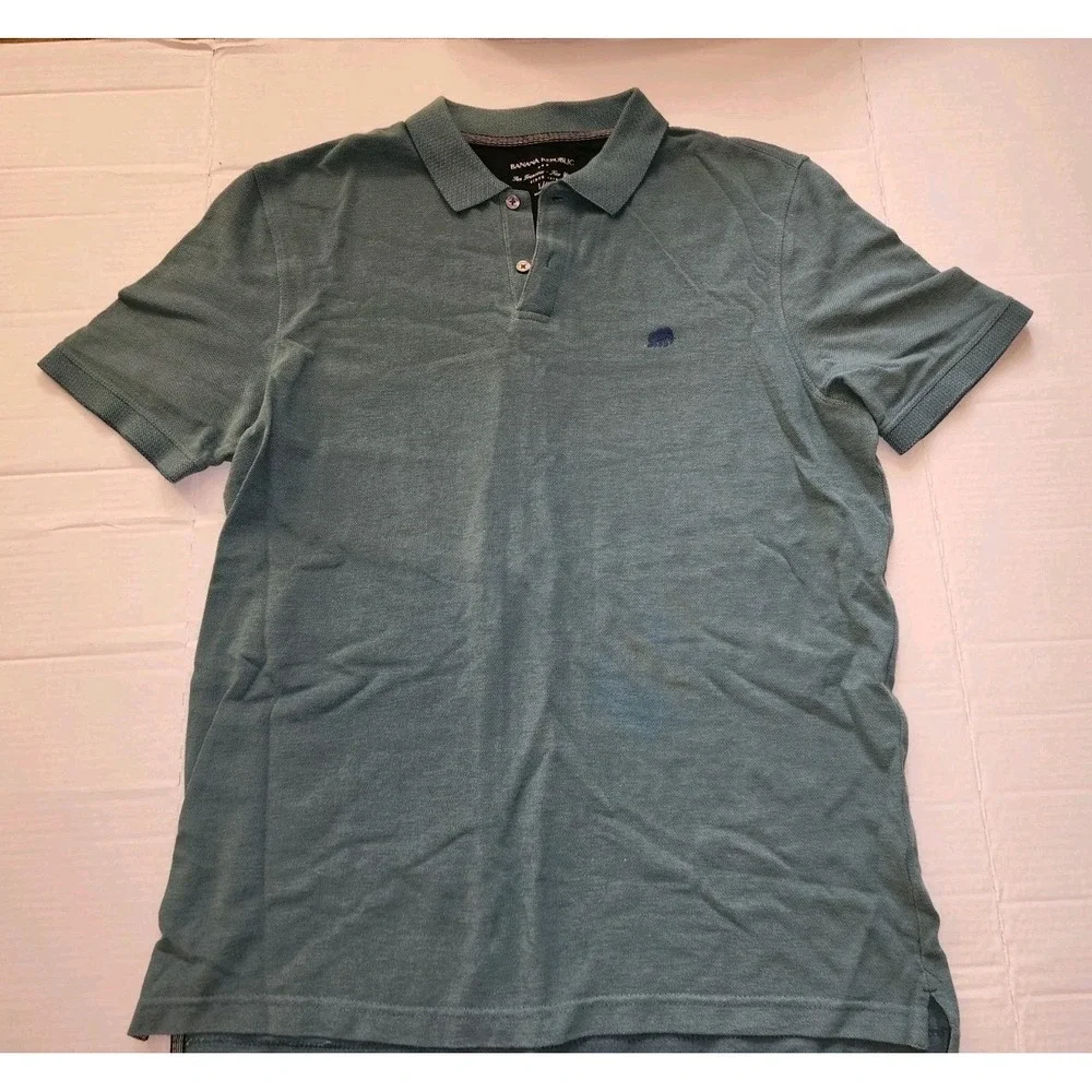 Banana Republic Pique Polo Shirt Large Organic Cotton Light Green Short Sleeve